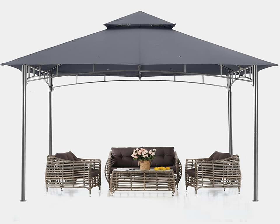 jardinite - tonnelle terrasse série – 3,05x3,05 m – cadre acier, gris foncé