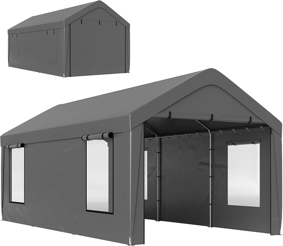 jardinite - Carport 3x6 m - parois amovibles, 4 fenêtres, 2 portes roulantes