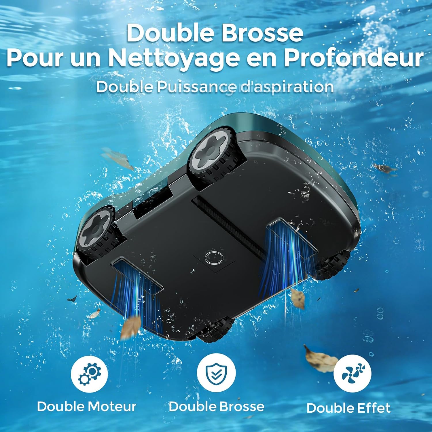 Robot piscine sans fil - autonome 180min - filtration fine, navigation intelligente, aspiration puissante