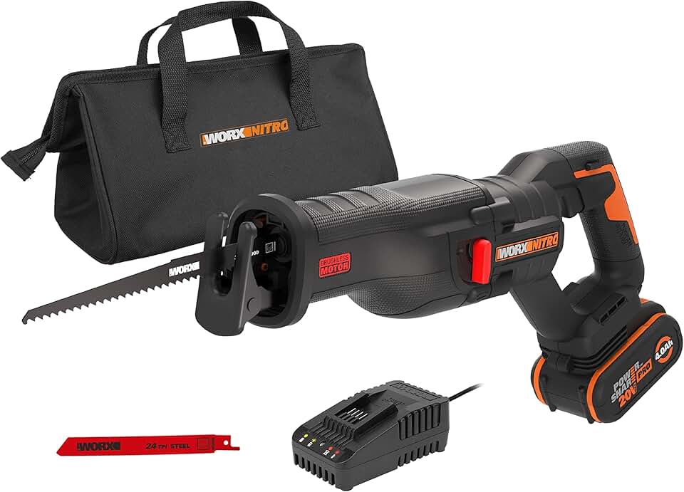 jardinite - Scie sabre brushless, 29mm course, 20V, légère, WX516