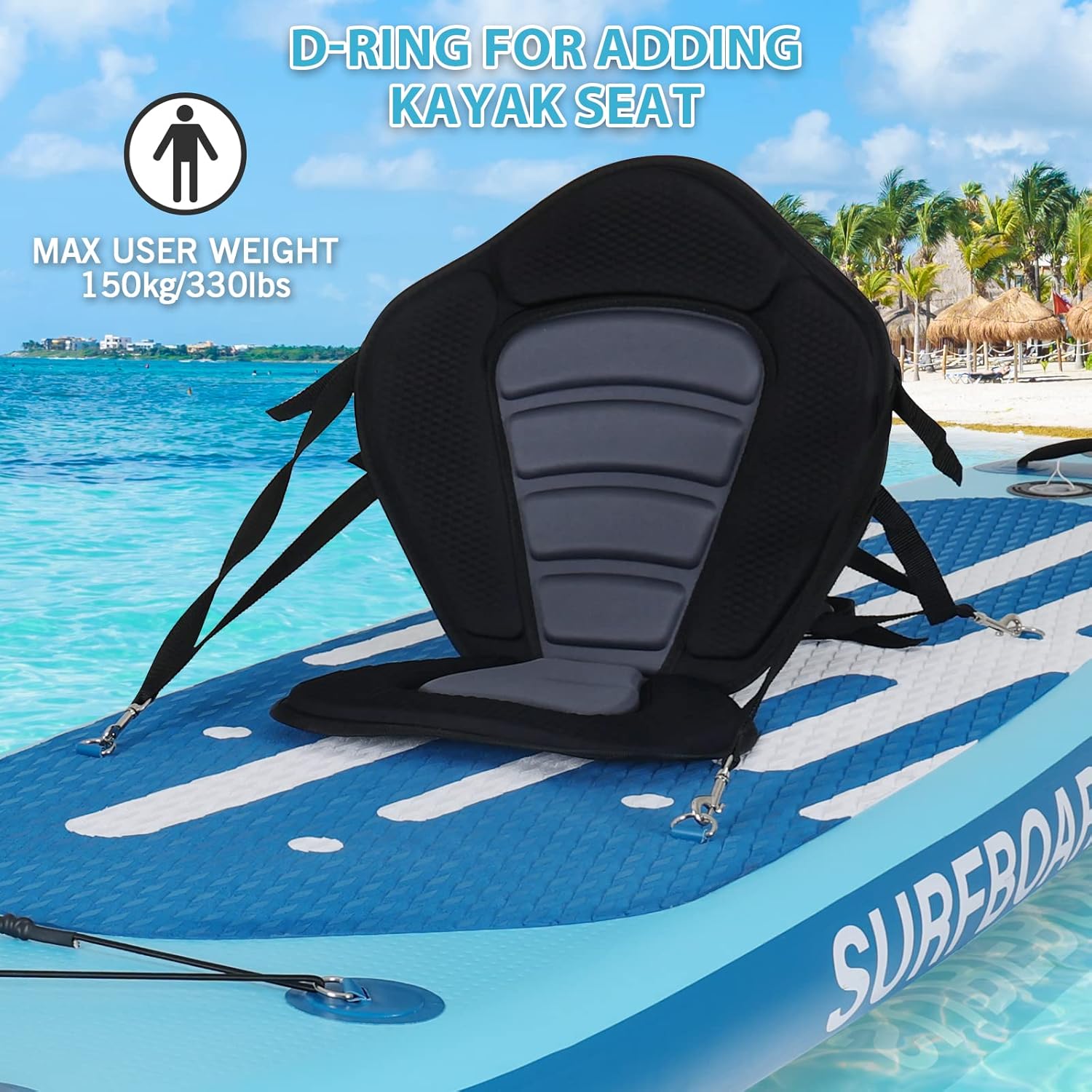jardinite - Paddle gonflable adulte - 320/335cm - 2 places, siège kayak, pagaie alu, support caméra, jusqu'à 150kg