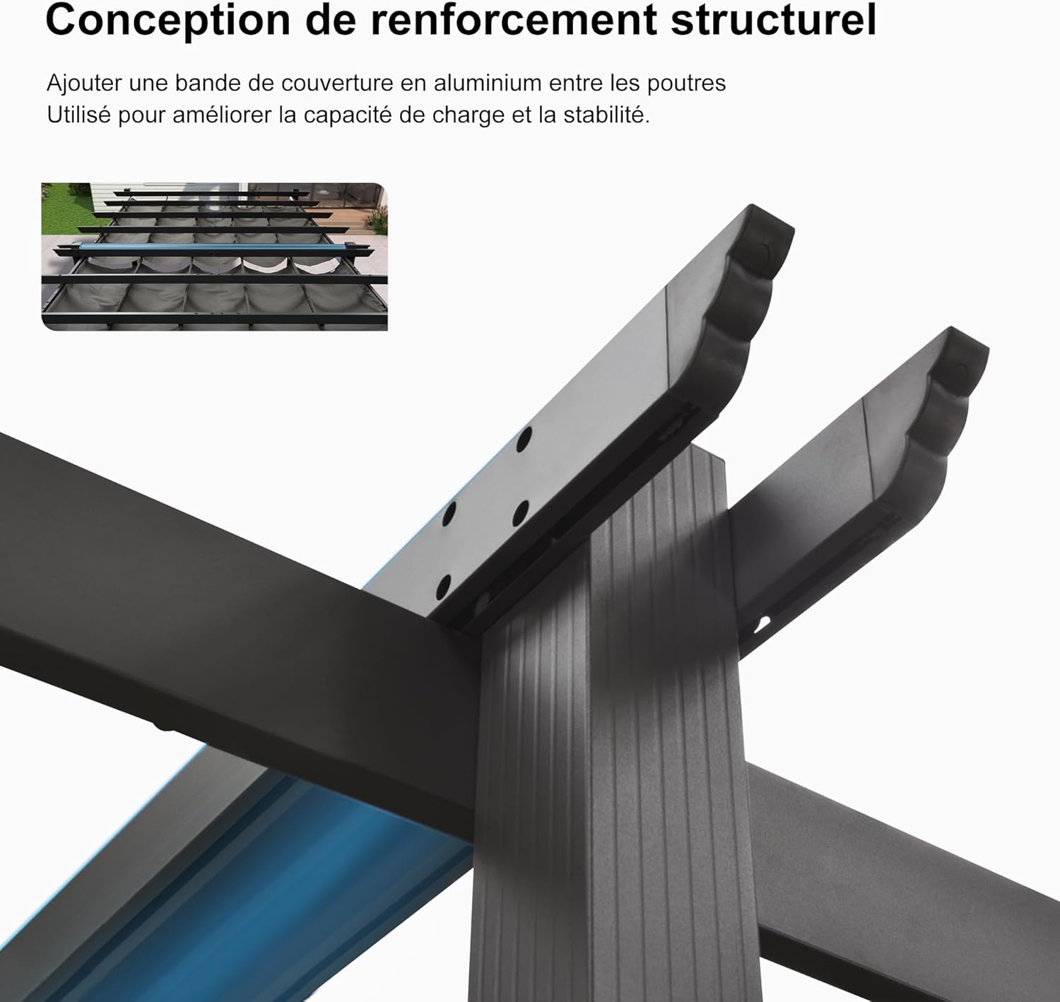 jardinite - Pergola aluminium 5,5x3m, éclairage LED, toit rétractable