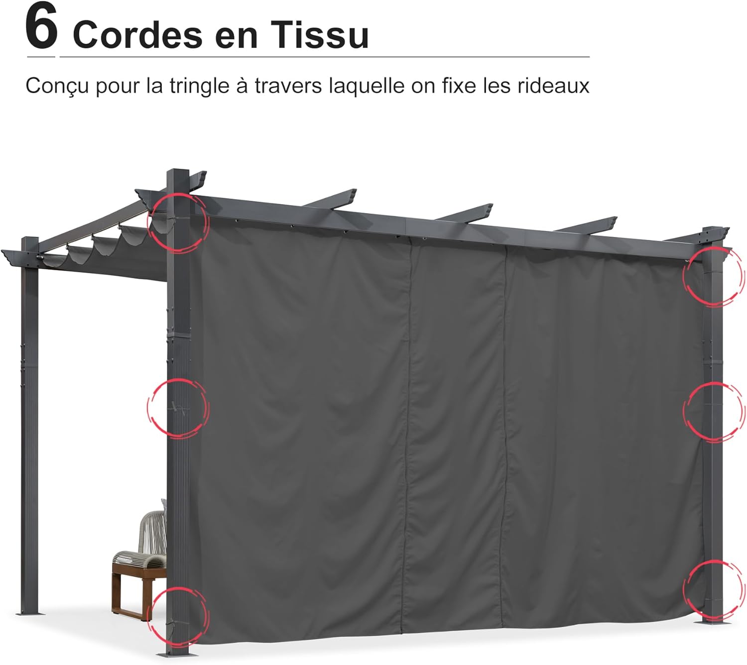 jardinite - pergola aluminium série 4x3m rideau toit coulissant gris