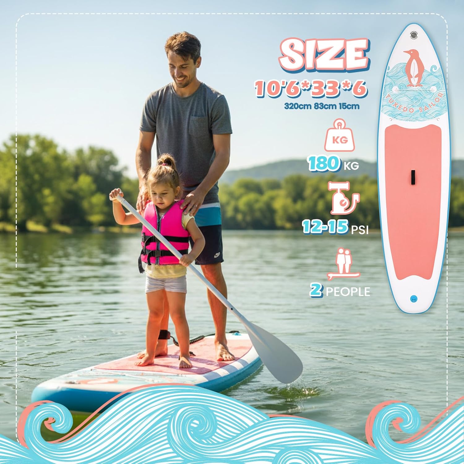 jardinite - SUP gonflable adulte 320cm - stable, kit complet