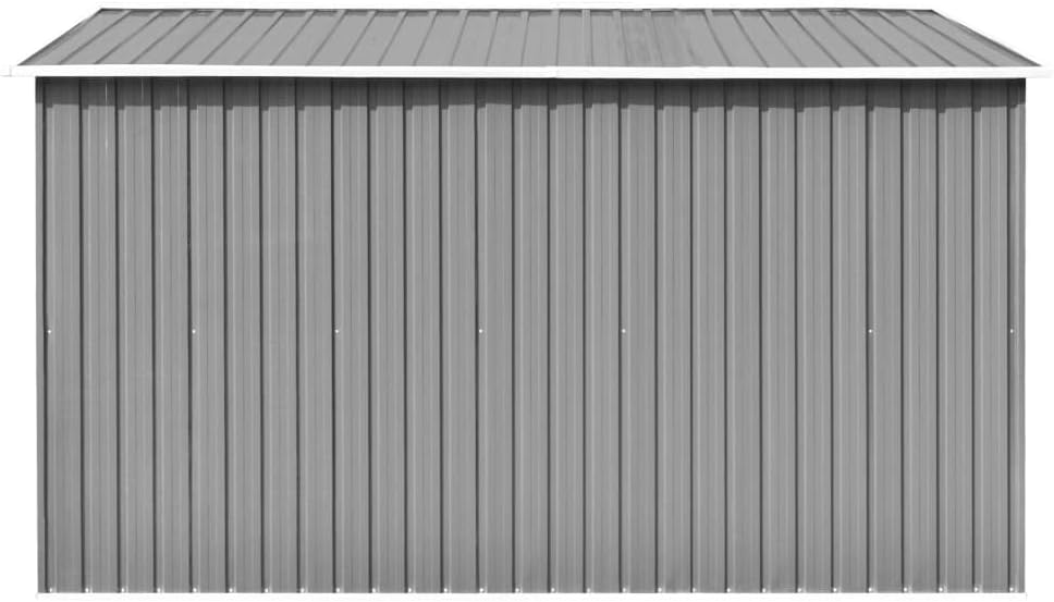 Abri de jardin en métal gris - 257x298x178 cm, résistant, 72,36kg