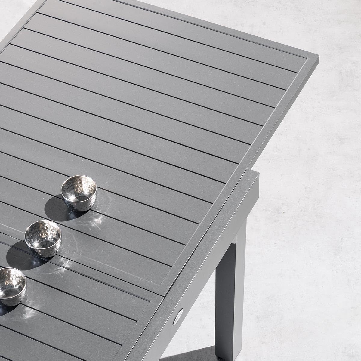 jardinite - Piazza extensible - 180/240x90 cm - alu gris, 8 places