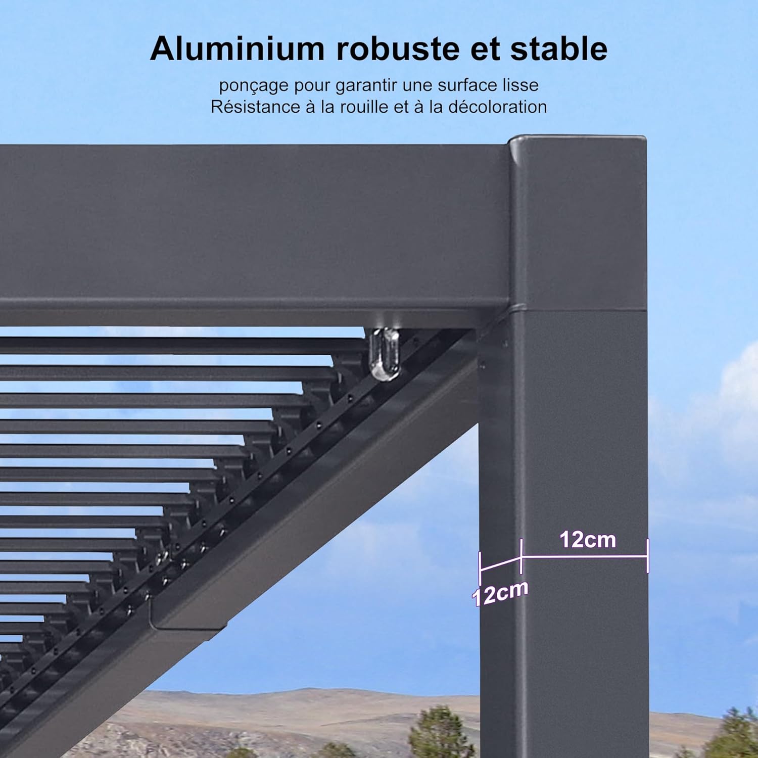 jardinite - pergola bioclimatique - 3,5x6,35m - aluminium, lames orientables, résistante intempéries