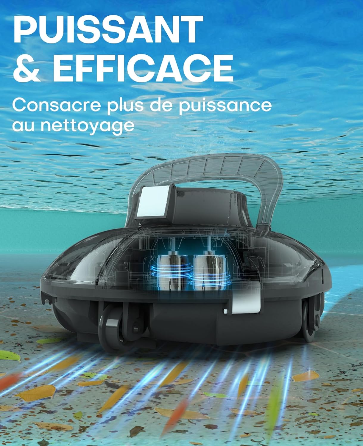 Winny - Robot piscine Winny 200 - 60m² - sans fil, double filtration, 75min