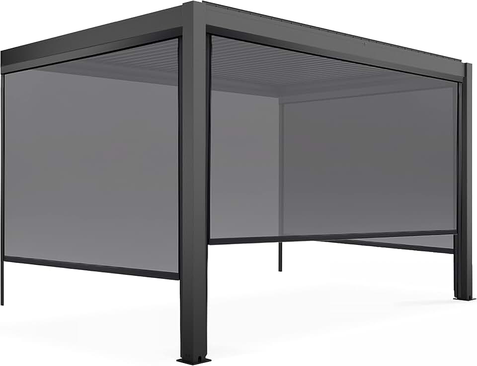 jardinite - Pergola bioclimatique adossée - 3x4m - 3 stores gris