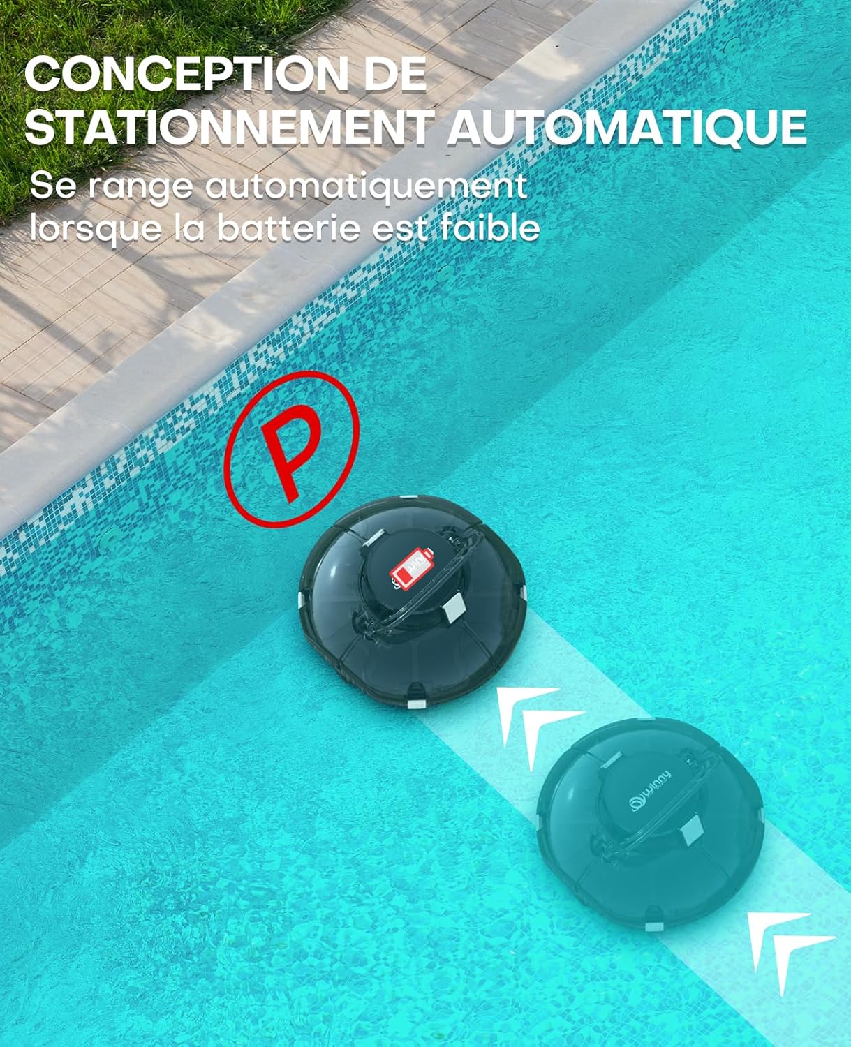 Winny - Robot piscine Winny 200 - 60m² - sans fil, double filtration, 75min