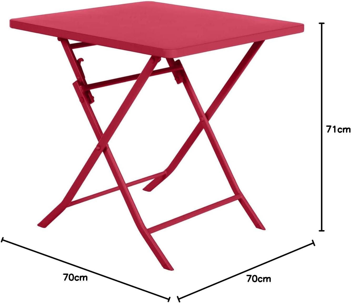 jardinite - Greensboro - 2 places 70x70 cm - table de jardin pliante acier renforcé