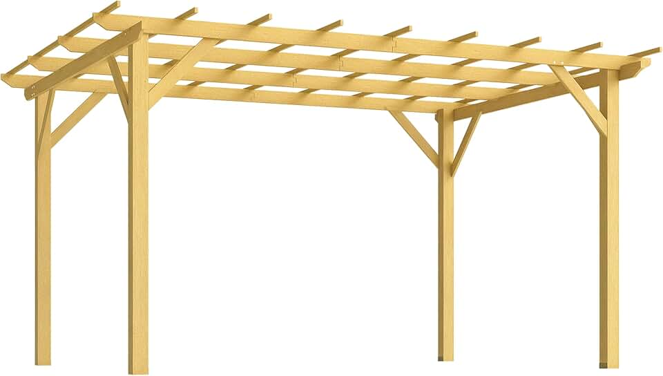jardinite - pergola jardin bois naturel - 3x4m - idéale vignes et fleurs