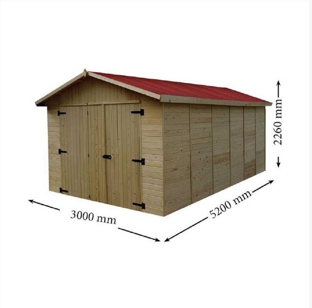 Garage bois naturel - 15.60m² - porte basculante, ED2848N