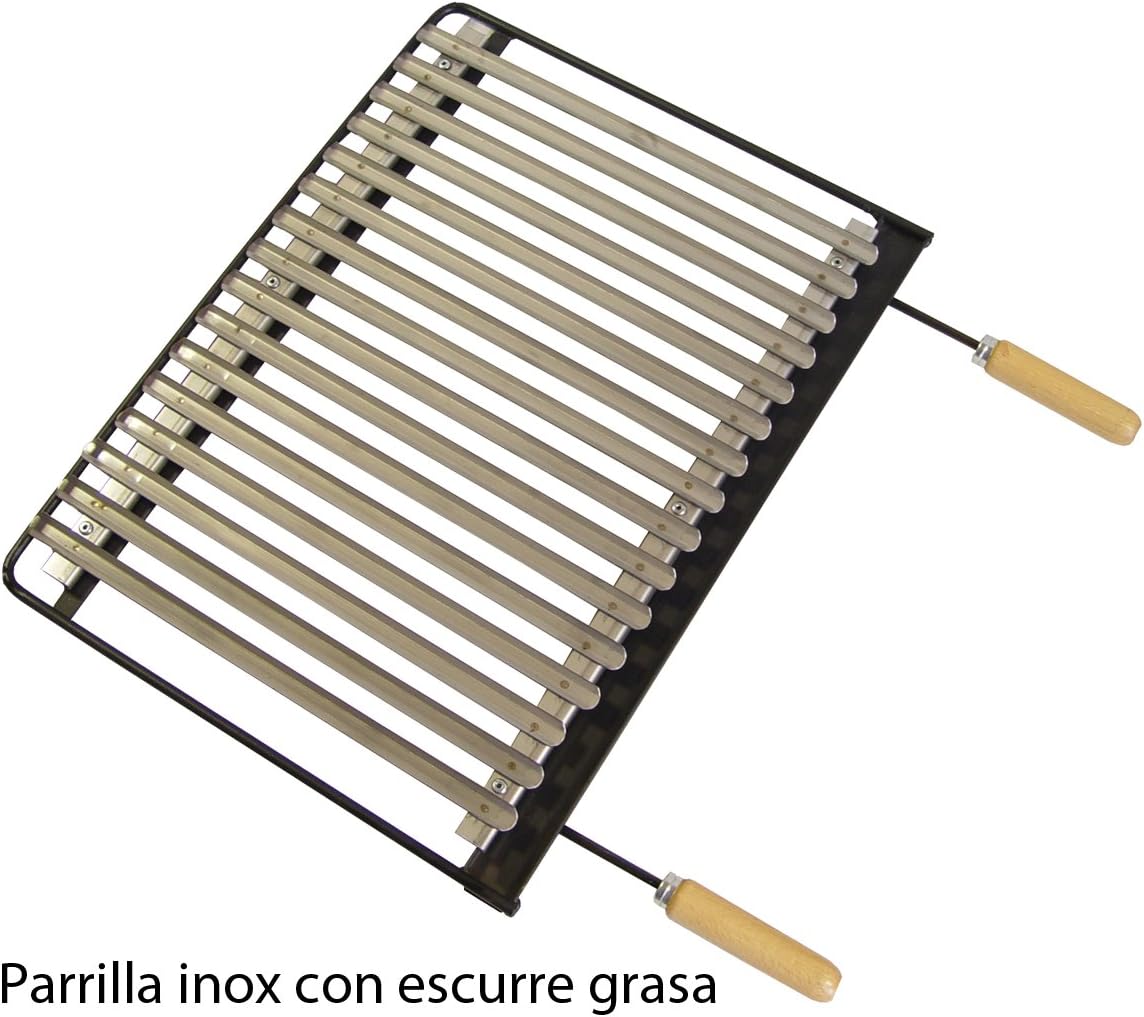 jardinite - Barbecue inox avec grille fer - 71406