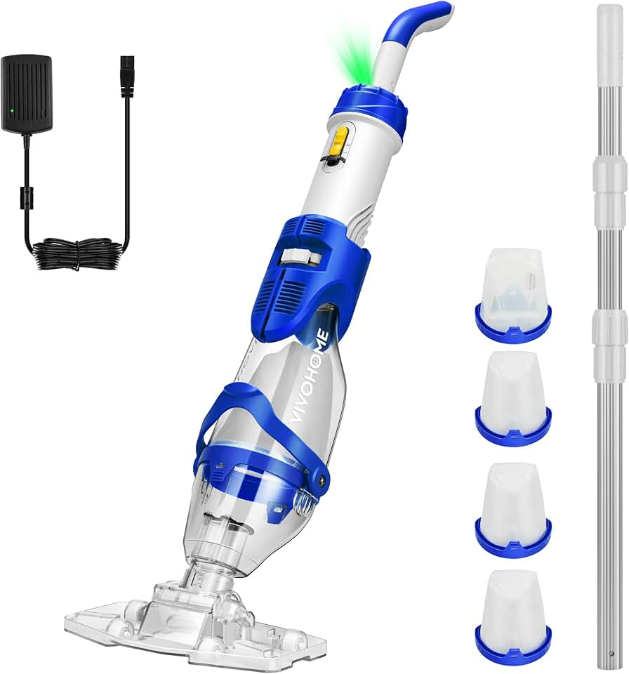 jardinite - Aspirateur piscine sans fil - 250 cm - 4300 LPH, 2,6L, 75 min, 4 sacs filtres