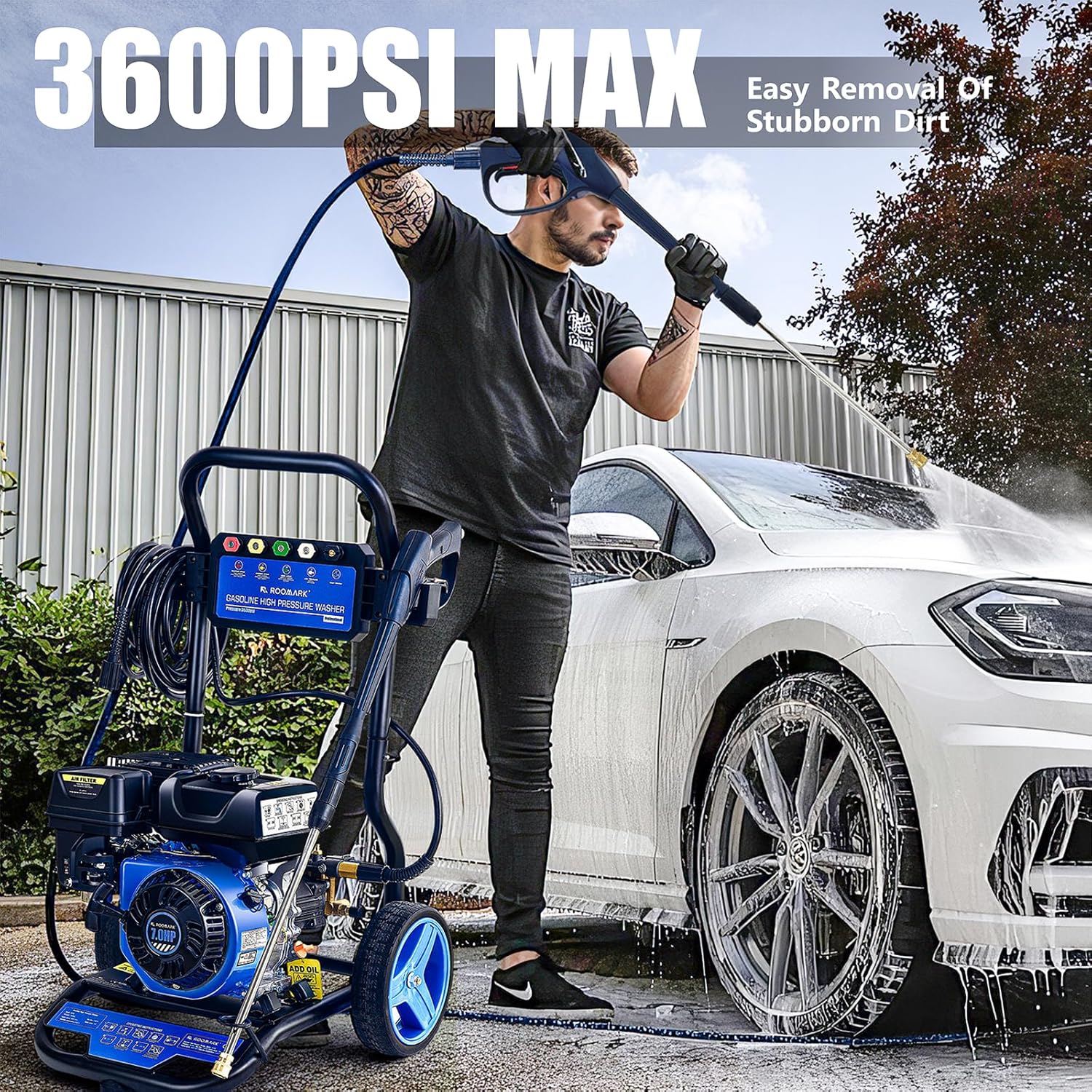 Nettoyeur haute pression thermique 248 bars - 7CV 210cc - 590L/h, buse 5 jets, tuyau 8m