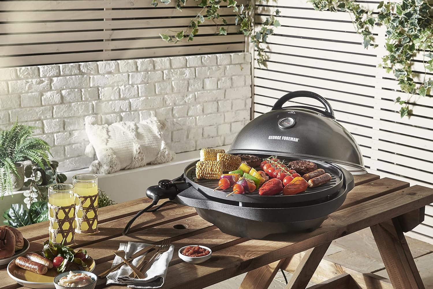 jardinite - Barbecue 2 en 1 - 44,5cm - Électrique, grill avec bac à graisse, 2400W, 22460-56