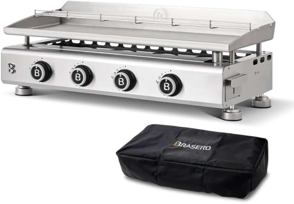 Favex - Silvia IIG Evo - 84x34 cm - plancha inox 4 feux, 10,6 kW, Stable Flame, housse, 12 convives, LONGTIME