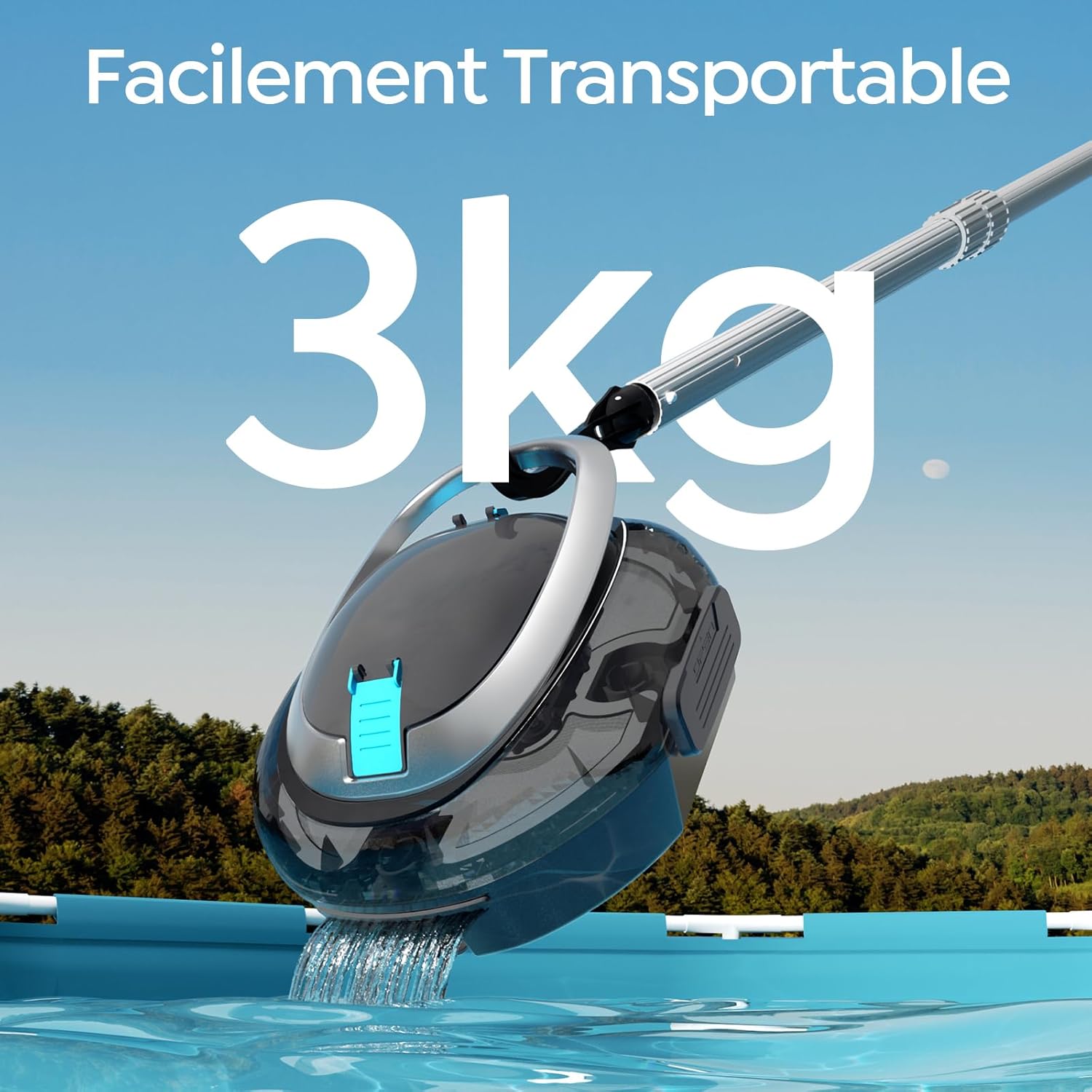 Robot piscine S2 - 90min autonomie, filtration double, sans fil, 80m²