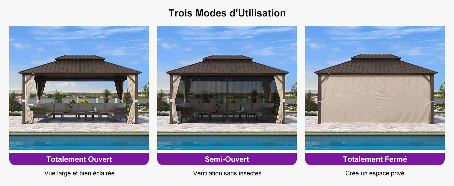 Série de rendus architecturaux montrant différentes vues de l'extérieur d'un bâtiment avec de multiples variantes de conception. Les vues progressent sous différents angles et montrent les changements structurels.