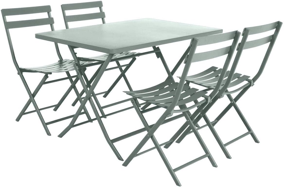 jardinite - Greensboro - table pliante 4 places acier vert olive
