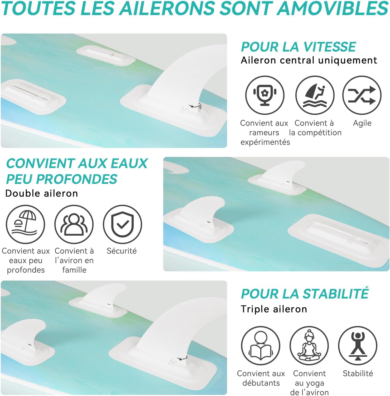 jardinite - paddle gonflable adulte - 320/335cm - 2 places, siège kayak, pagaie alu, support caméra, pompe, 150 kg