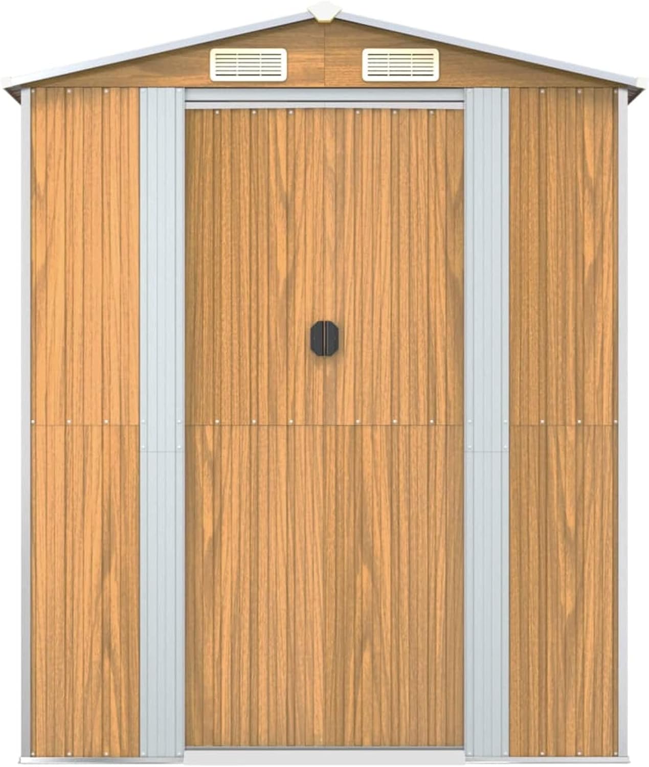 Abri de jardin extérieur en acier galvanisé marron clair 192 x 108 x 223 cm