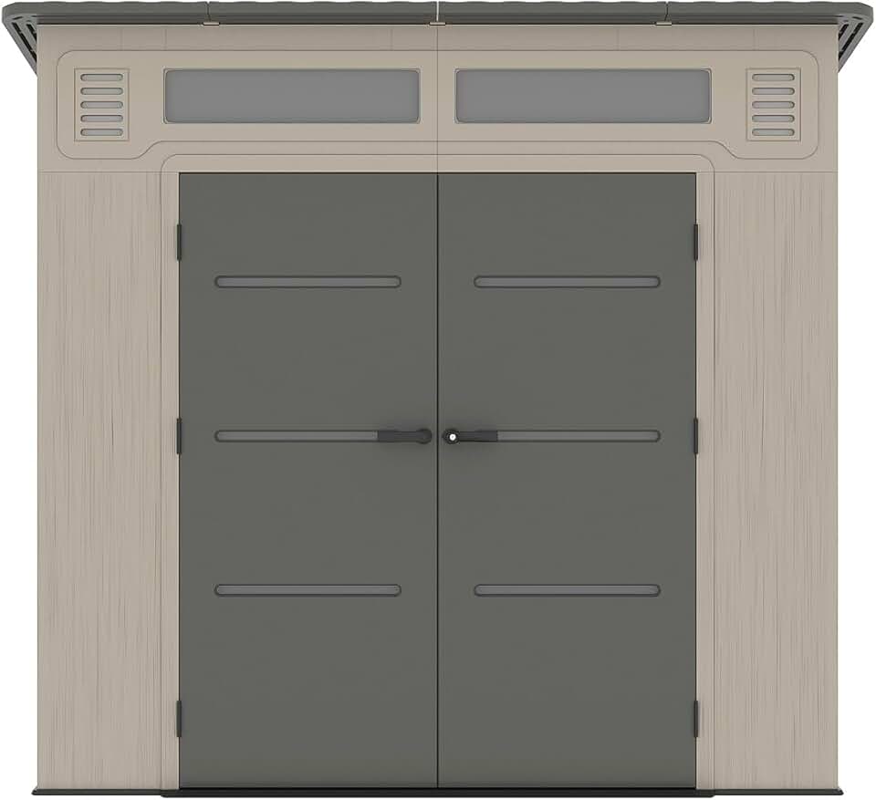 jardinite - Abri de jardin résine 6,5m², plancher, beige/gris, ép. 22mm, ANTEVA