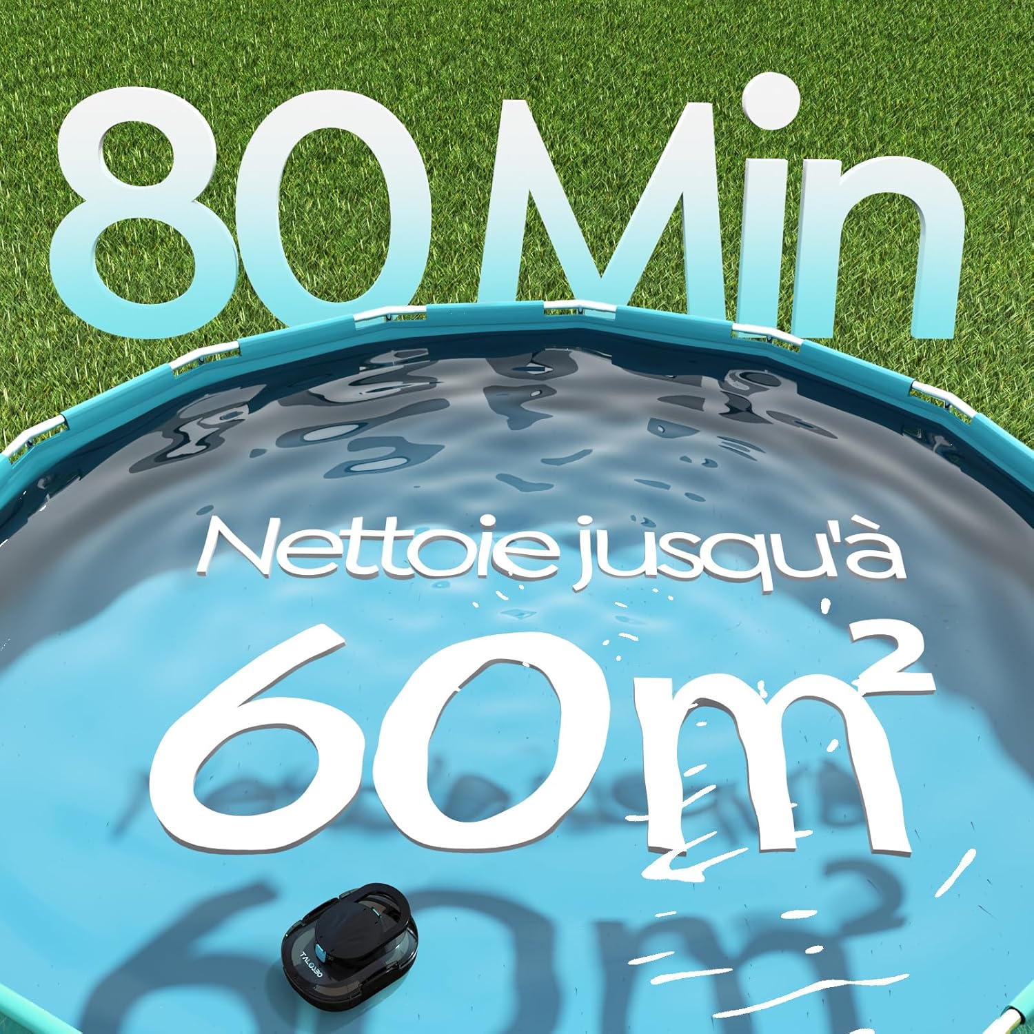 Pleco - S1 Série - compact - robot piscine sans fil, 80 min autonomie