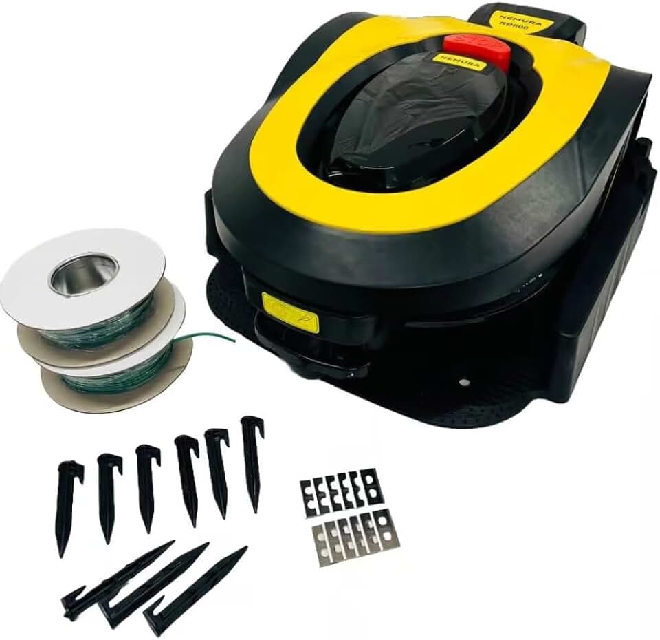 jardinite - Robot Tondeuse 18cm - 600m2, lames acier, câble et station