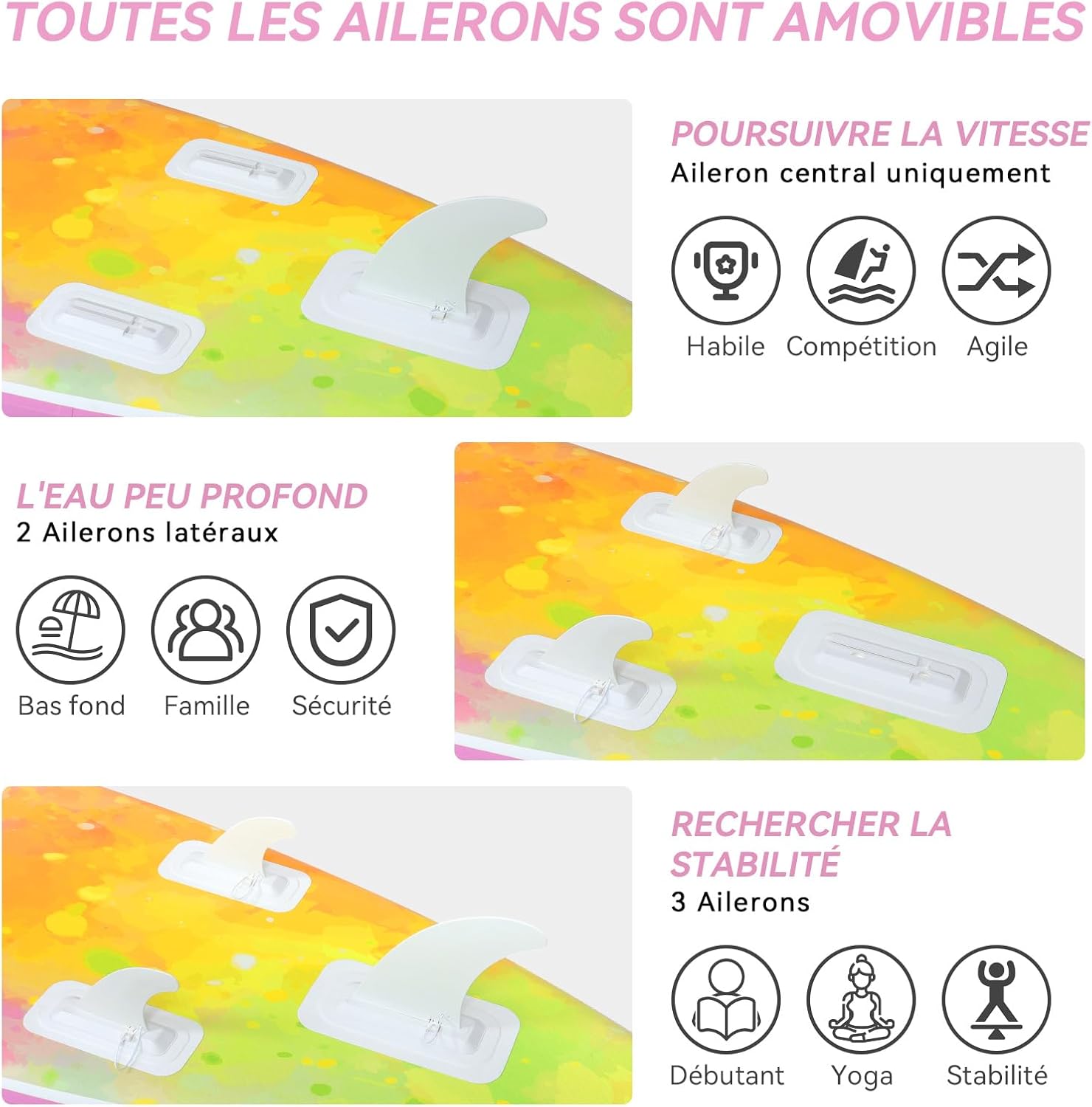 jardinite - Paddle gonflable 320/335cm - 2 pers, siège kayak, 150kg