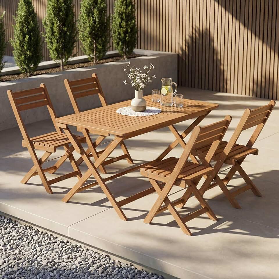 jardinite - Rimini - set 4 chaises et table acacia, stable, durable