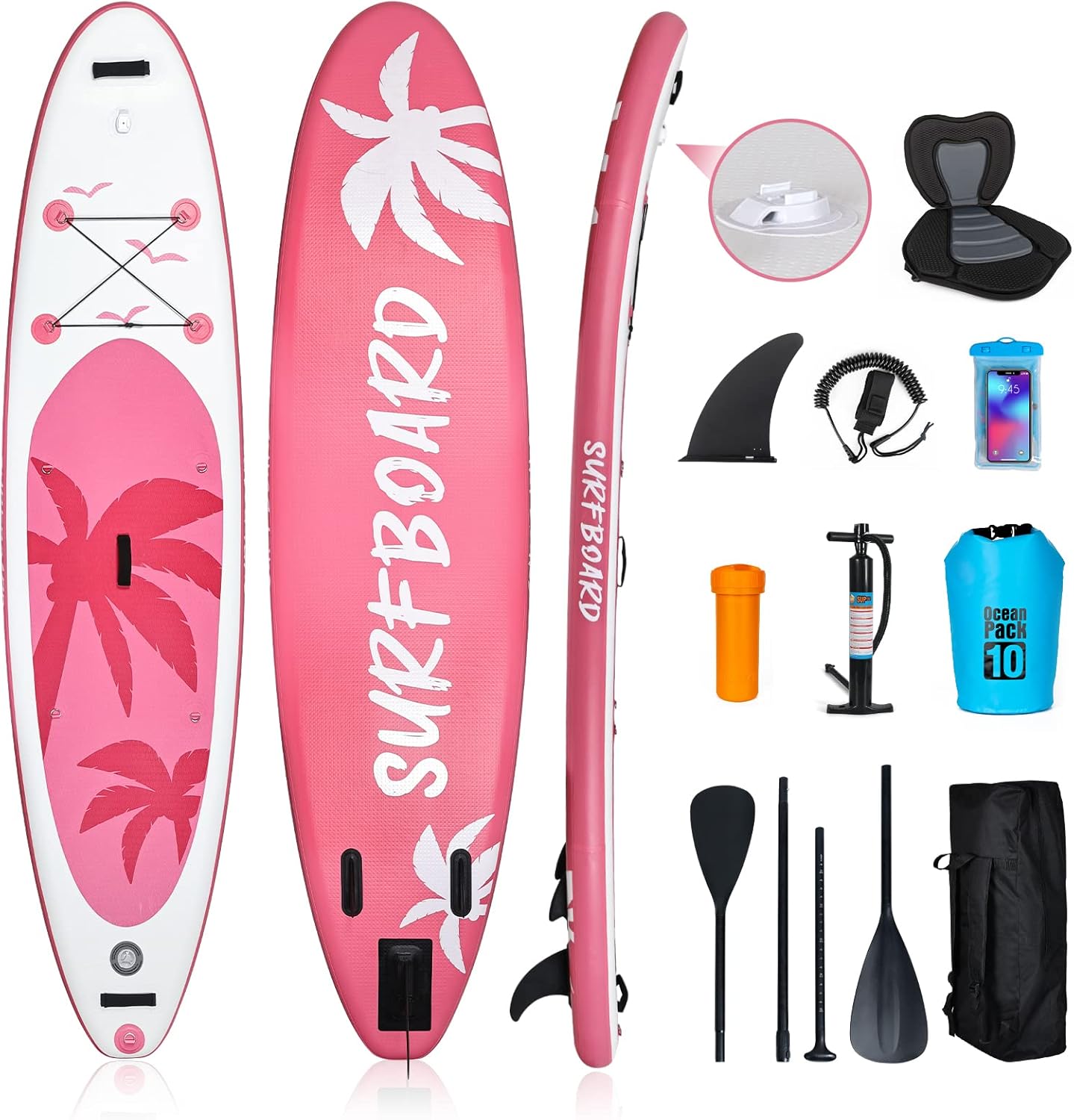 jardinite - Paddle gonflable adulte - 320/335cm - 2 places, siège kayak, pagaie alu, support caméra, pompe, 150kg