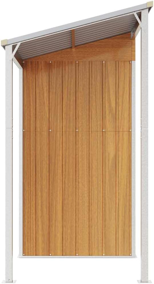 Abri de jardin marron clair - 277x107x181 cm - toit prolongé - 41,56 kg
