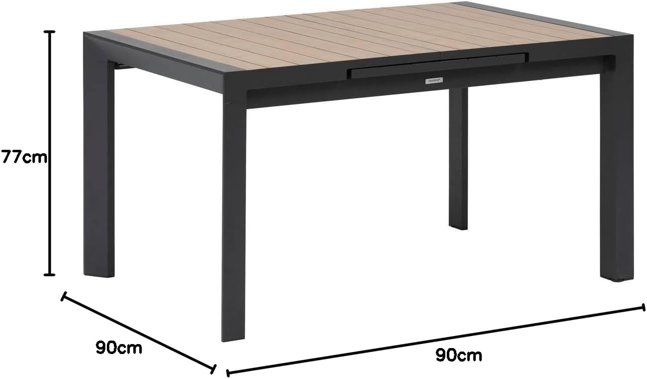jardinite - Evasion Extensible 8 places - aluminium antirouille - effet bois