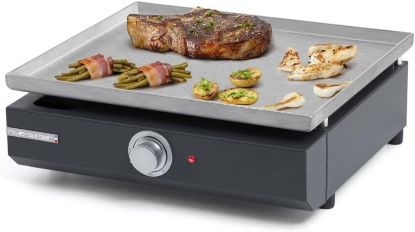 Riviera&Bar - combiné plancha/gril - 53,5x33 cm - fonte, plaques antiadhésives, réversible, lave-vaisselle, 2300W