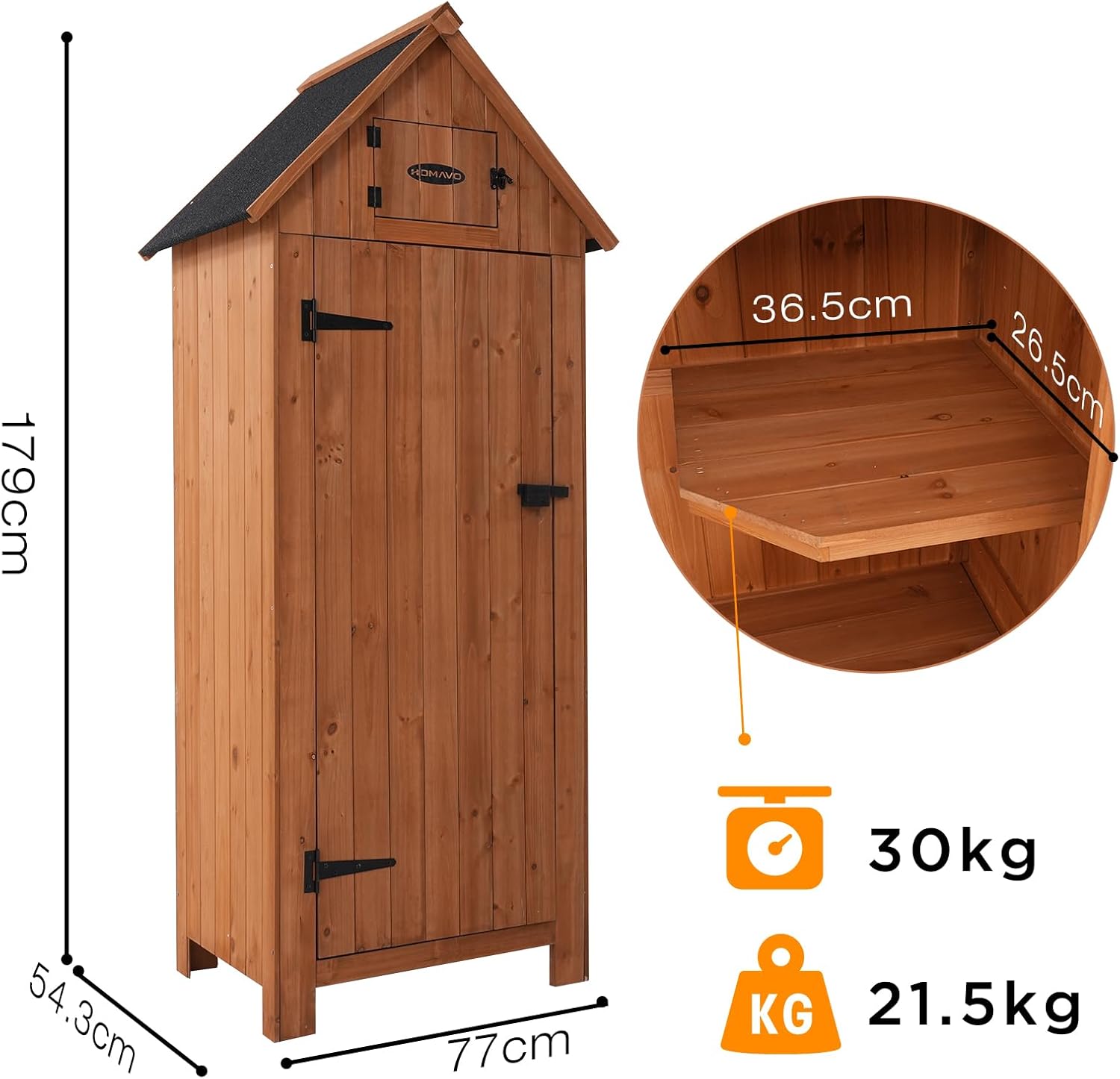 Abri de Jardin en Bois avec Protection UV - Toit en appentis - Abri de Jardin en Bois avec Sol - 77 x 54,3 x 179 cm - Abri de Jardin pour Jardin, terrasse, arrière-Cour, pelouse