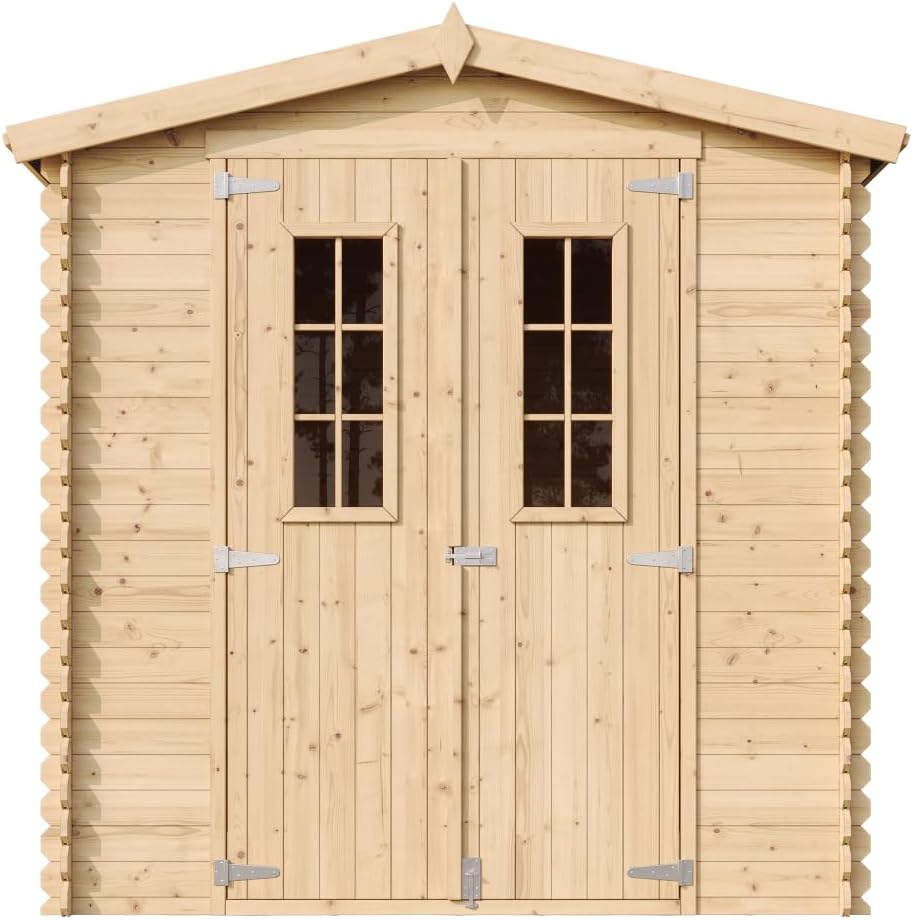 Abri de Jardin en Bois - Stockage extérieur I216xL206xH218 cm/ 3.53 m2 Petit abri à Outils, Local à vélos - Toit imperméable, fenêtres jardinite M343C