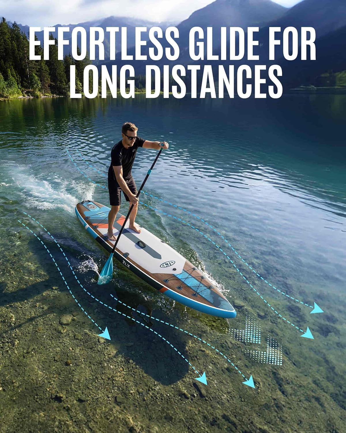ZLX Planche de Paddle Gonflable Touring 350cm avec Siège Kayak | Sup Rapide et Stable Longue Distance, Charge 180kg, Stand Up Paddle Board Exploration