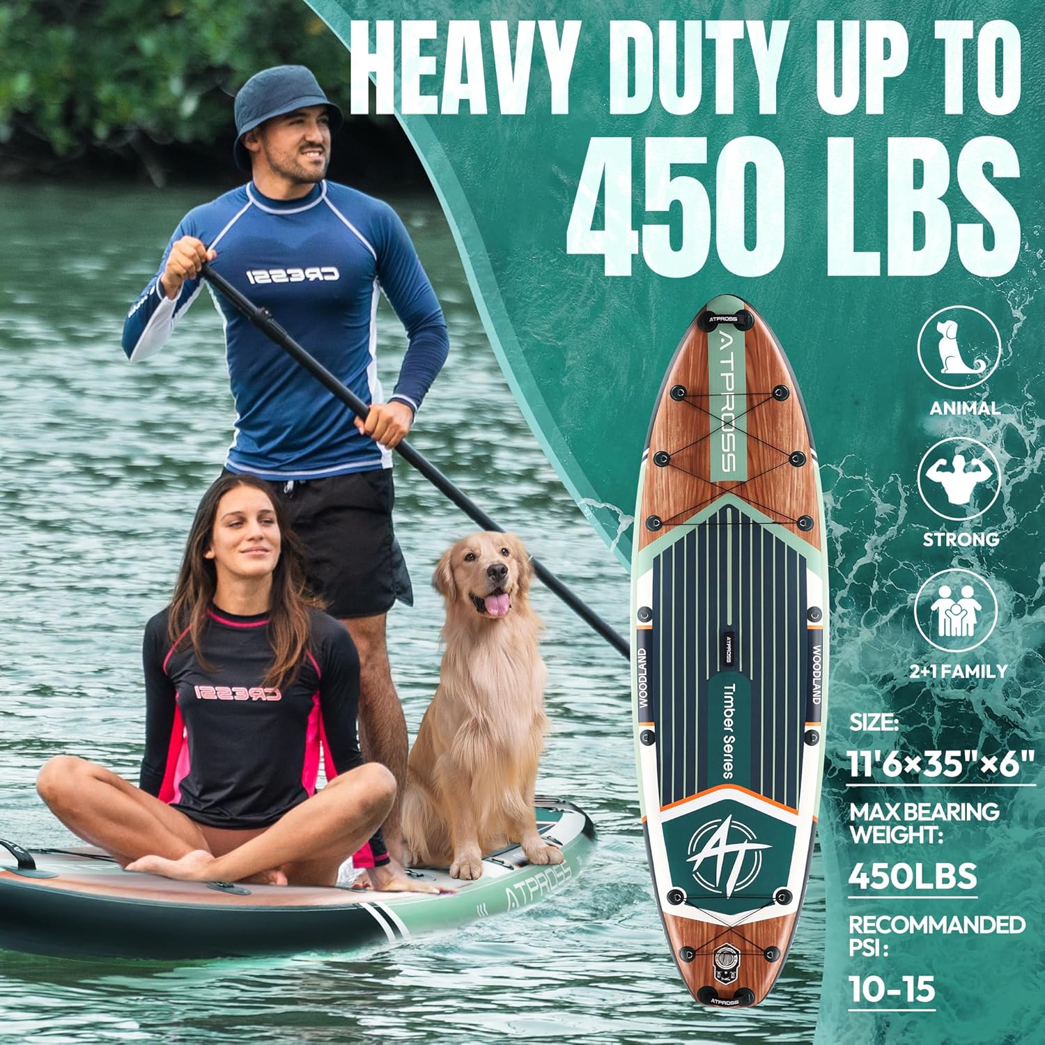 Planche à pagaie gonflable pour adultes, 350 x 89 x 15 cm, 200 kg, extra large, avec kit d'accessoires de SUP et sac à dos, planche de kayak antidérapante, stable, pour yoga, pêche, surf