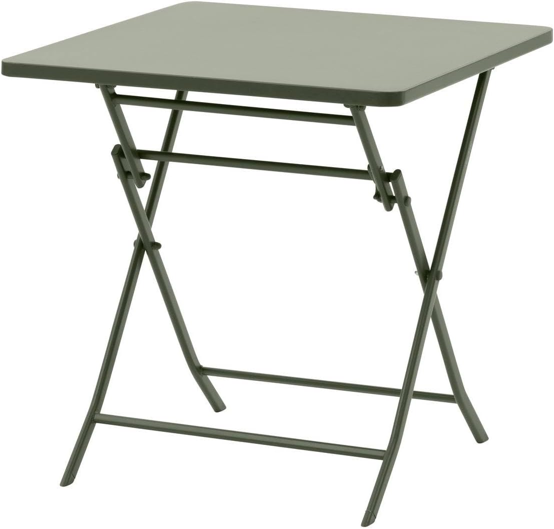 jardinite - Greensboro carrée 2 places - acier vert antirouille - table pliante jardin