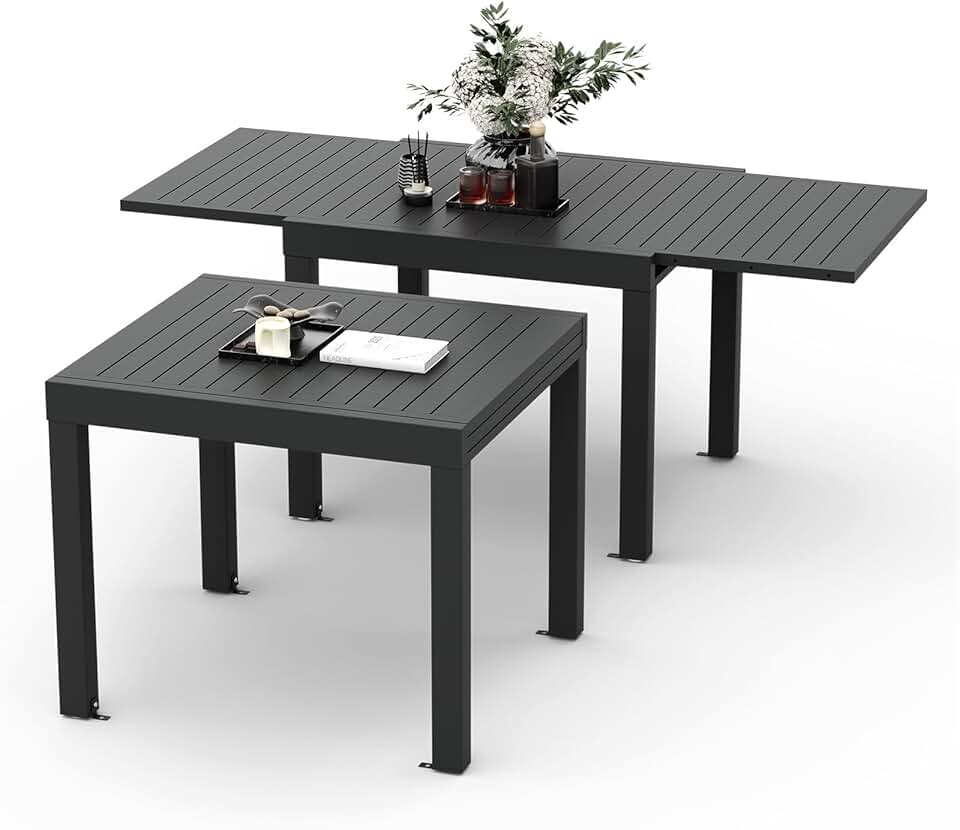 jardinite - Table extensible aluminium - 80/160x80x75 cm - Résistante, gris