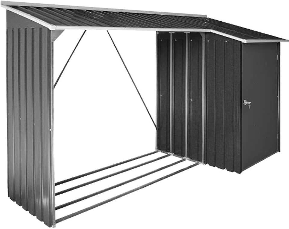 jardinite - WoodStore Combo - 8x3 ft - abri bûches métal, porte cadenassable, sol surélevé