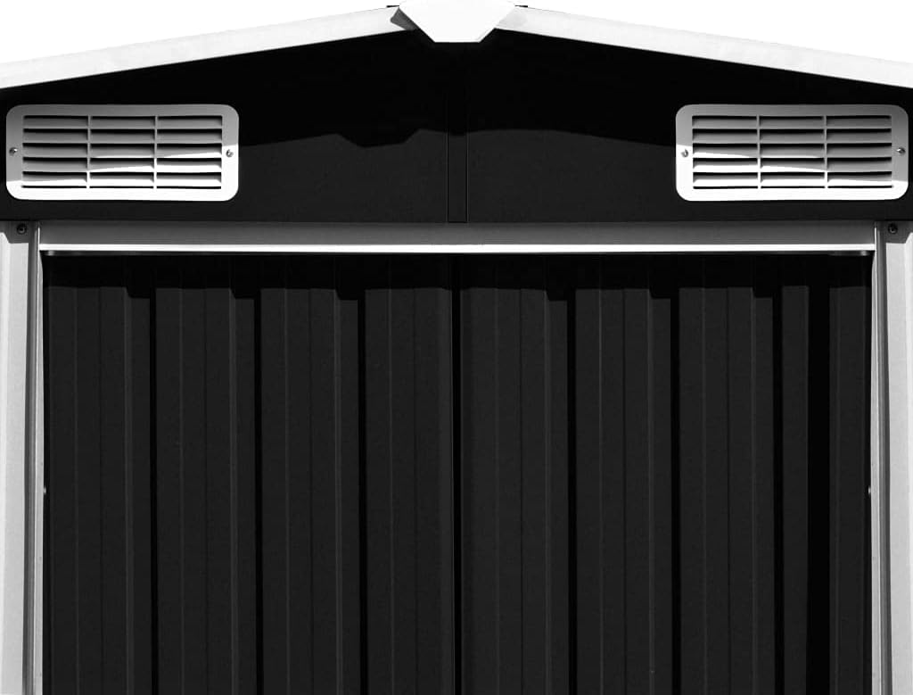 Abri de jardin métal anthracite - 257x489x181 cm - robuste, 105.6kg