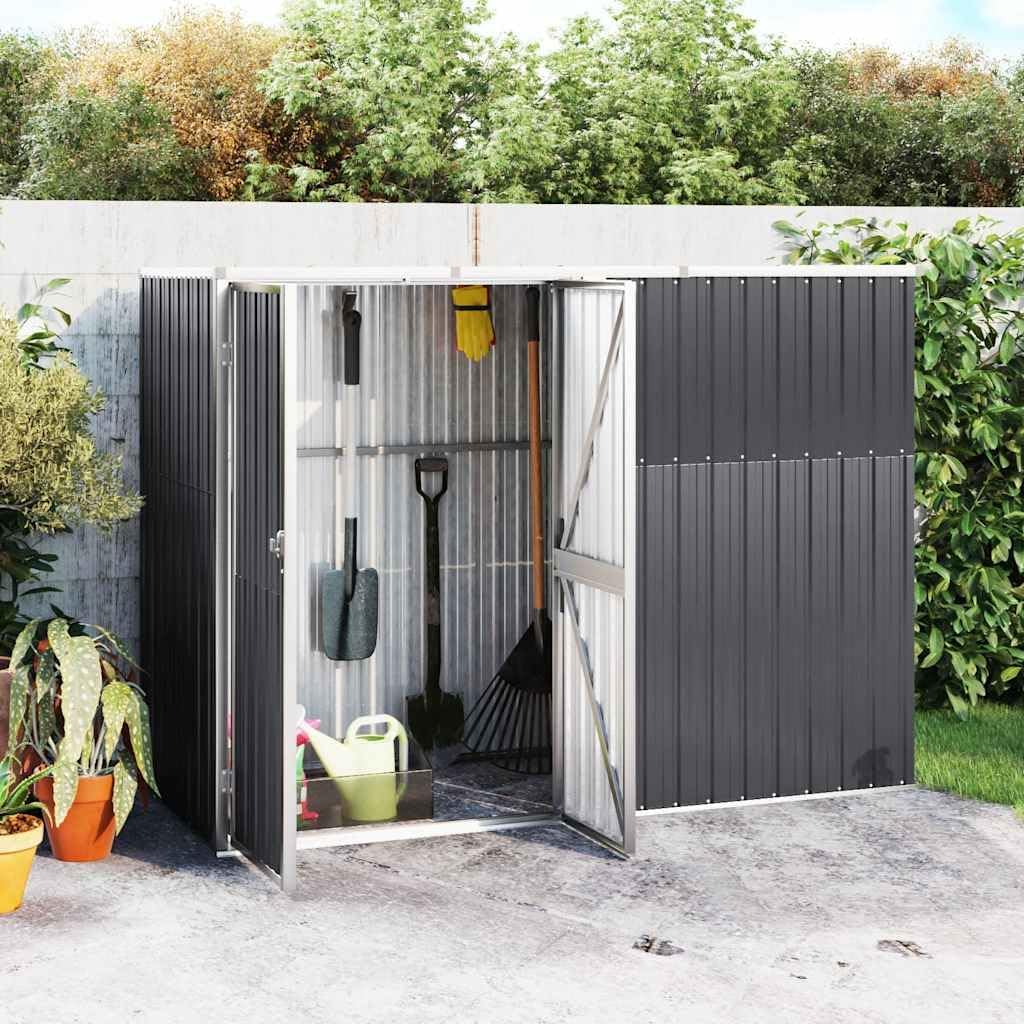 Abri de jardin - acier galvanisé anthracite - 225x89x161 cm, robuste, étanche