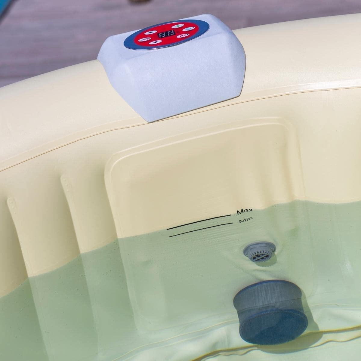 jardinite Spa hydromassage Gonflable Chauffant 4-6 Personnes 185 x 65 cm Pompe Super silencieuse intégrée, Marron