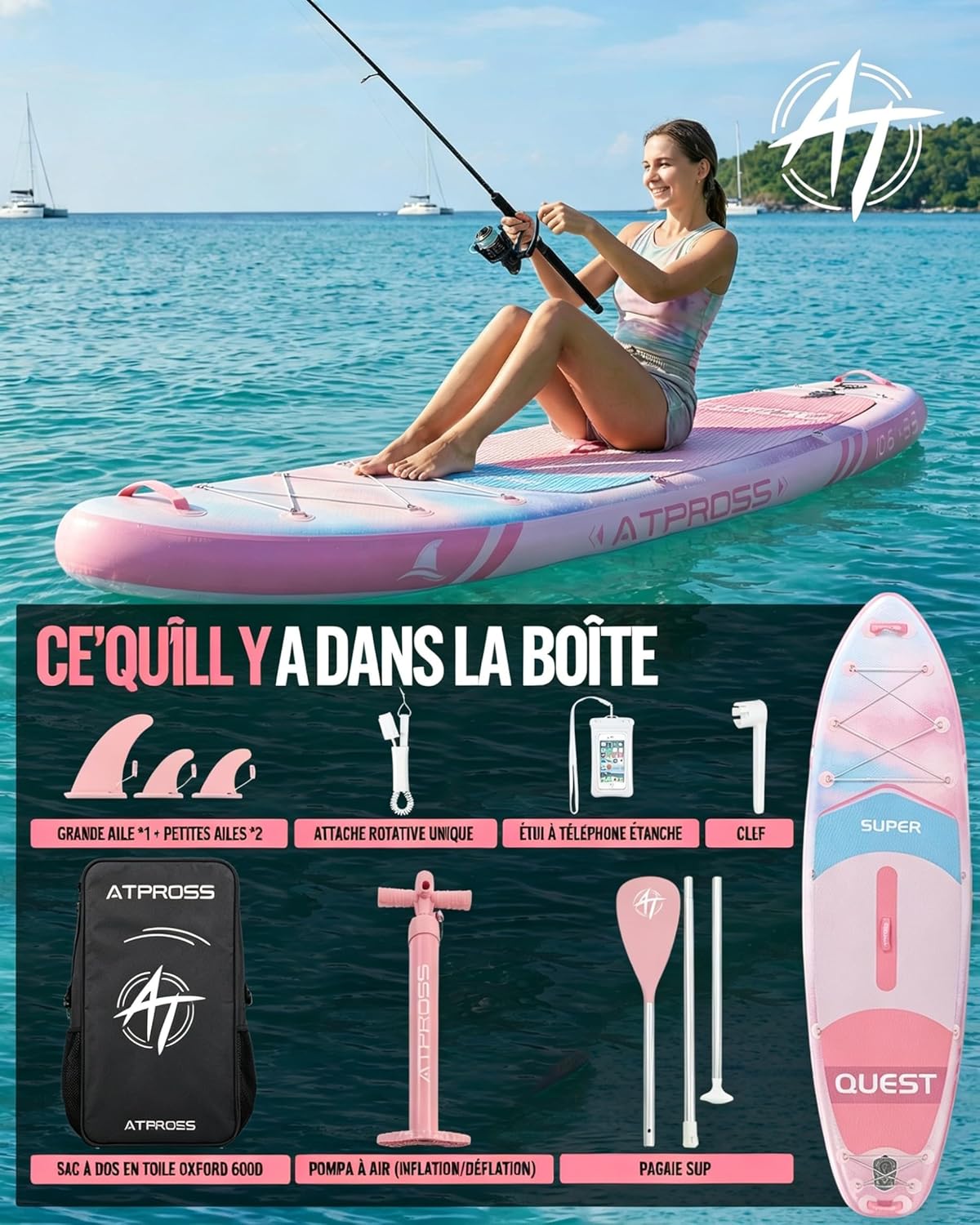 Stand Up Paddle gonflable adulte 320x84cm 2 personnes charge 200kg