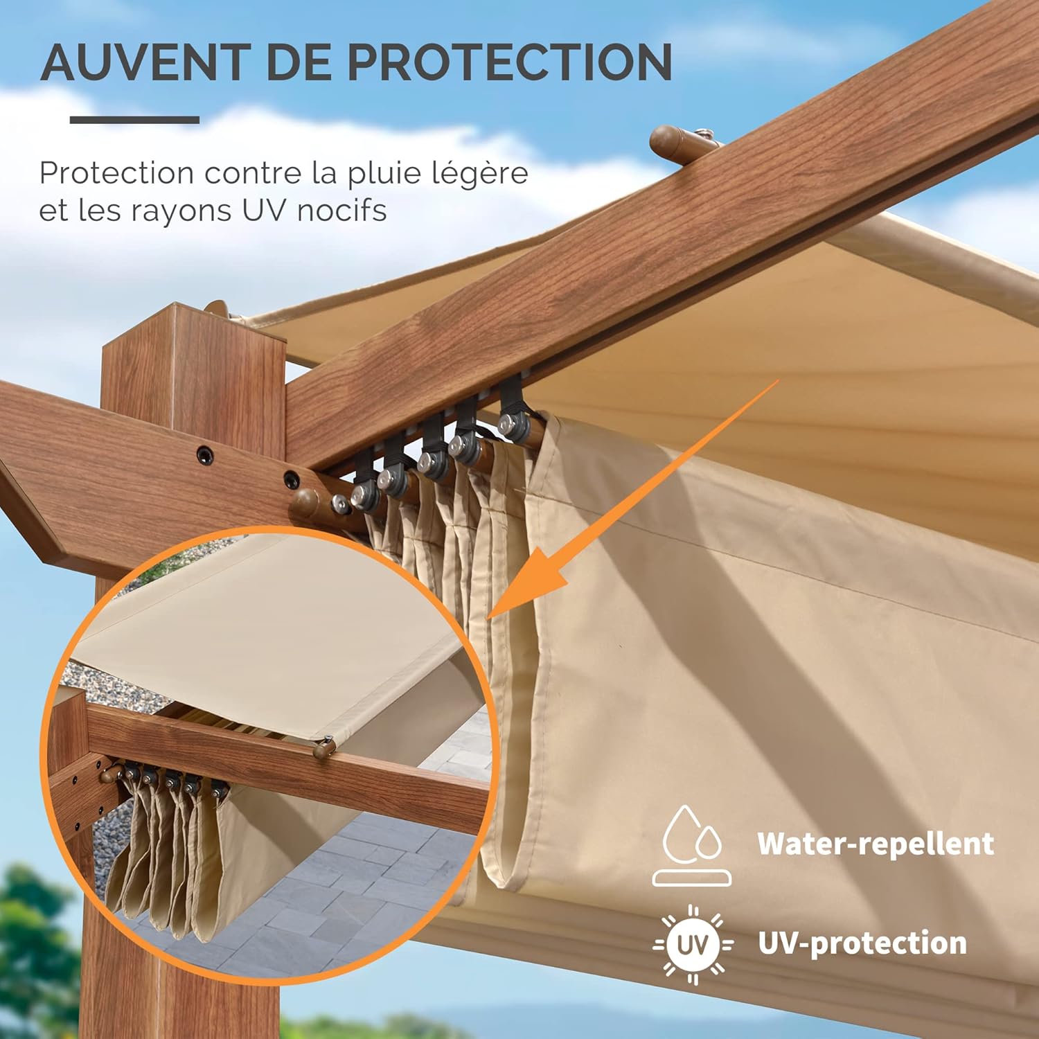 jardinite - Pergola 3x3m - aluminium, éclairage, toit rétractable