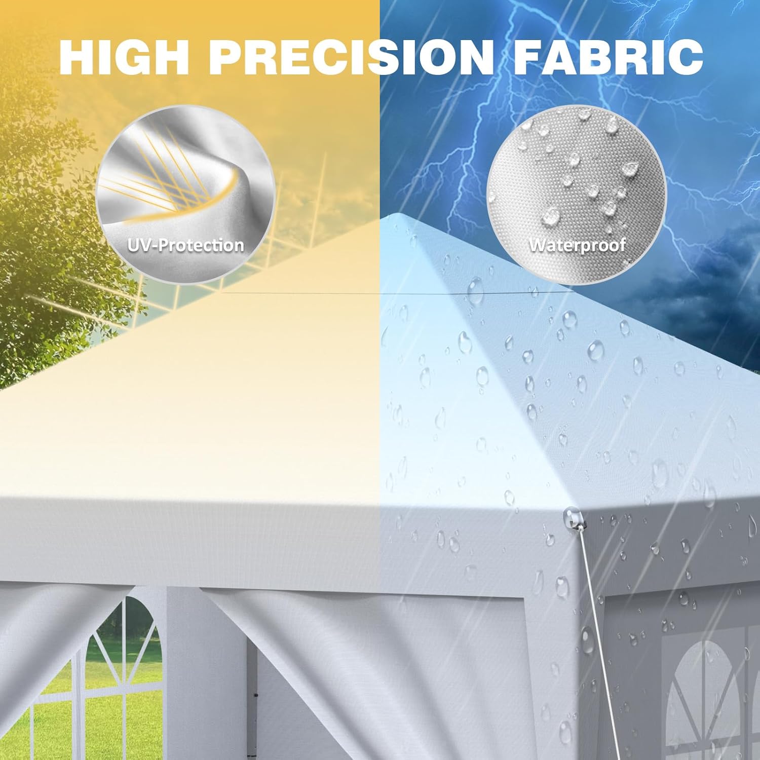 Tonnelle de jardin pliante 2,5x2,5m, imperméable, UV 50+, 4 côtés