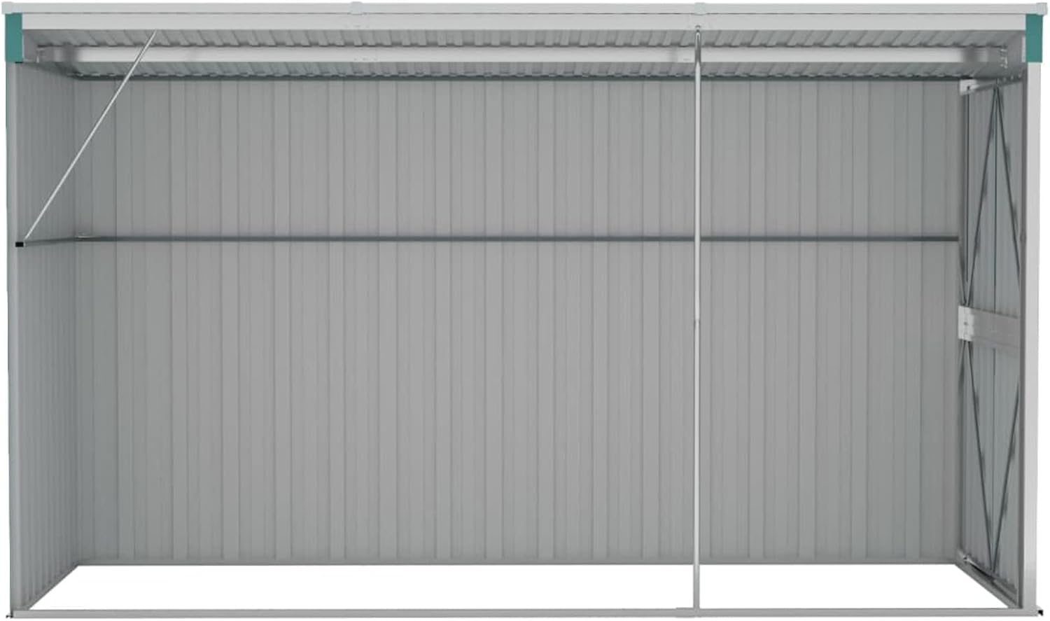 Abri de jardin mural en acier galvanisé vert 118 x 288 x 178 cm